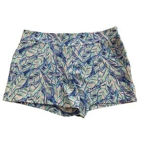 Lilly Pulitzer Shorts Womens 14 Blue Green Pink Palm Leaf Print Stretch Summer